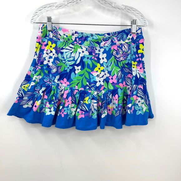 Lilly Pulitzer Luxletic Skort M Taye Pleated Social Sunset Blue Floral Tennis - Picture 5 of 9